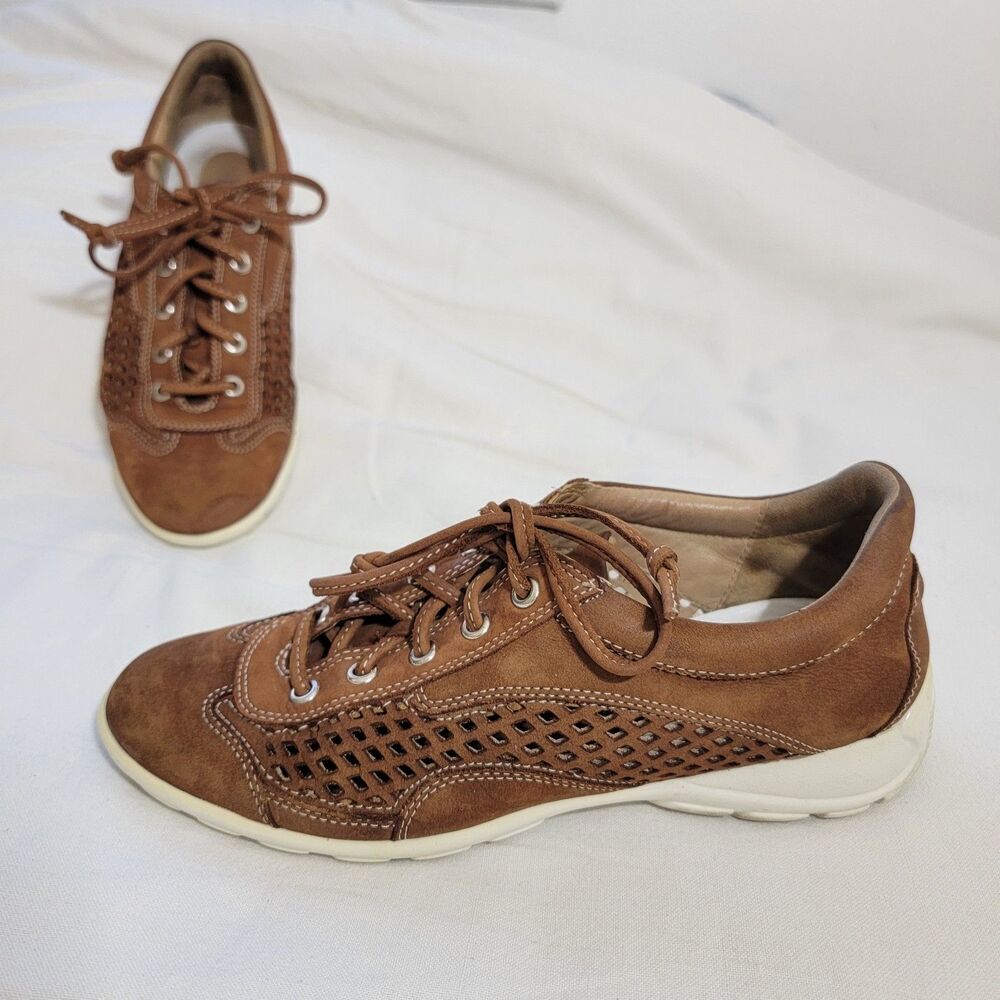 ROBERT ZUR Women’s Brown Suede Lace Up Oxford Eyelet Cutout Details 38 US 7.5